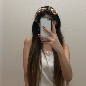 rose gold flower crown headband